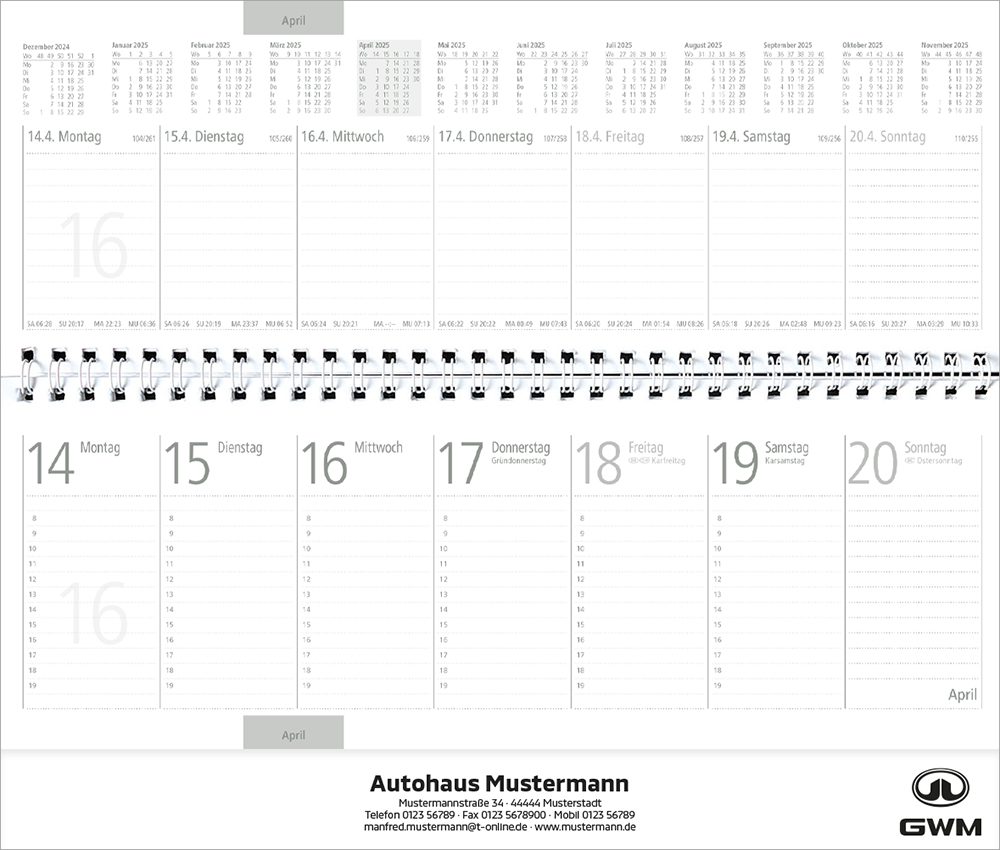 Tischquerkalender
Markenlogo
GWM mit individuellem Eindruck